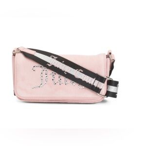 NWT Juicy Couture Light Pink Glitter Shoulder Bag with Black Strap
